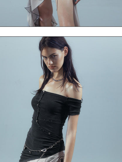 NORTH NODE Patchwork Chiffon Irregular Women&