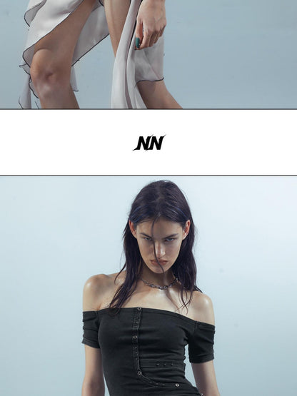 NORTH NODE Patchwork Chiffon Irregular Women&