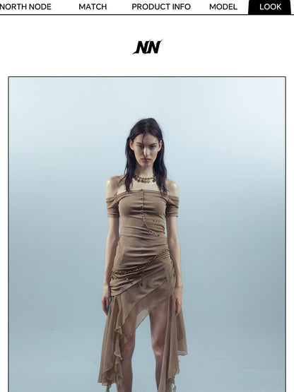 NORTH NODE Patchwork Chiffon Irregular Women&