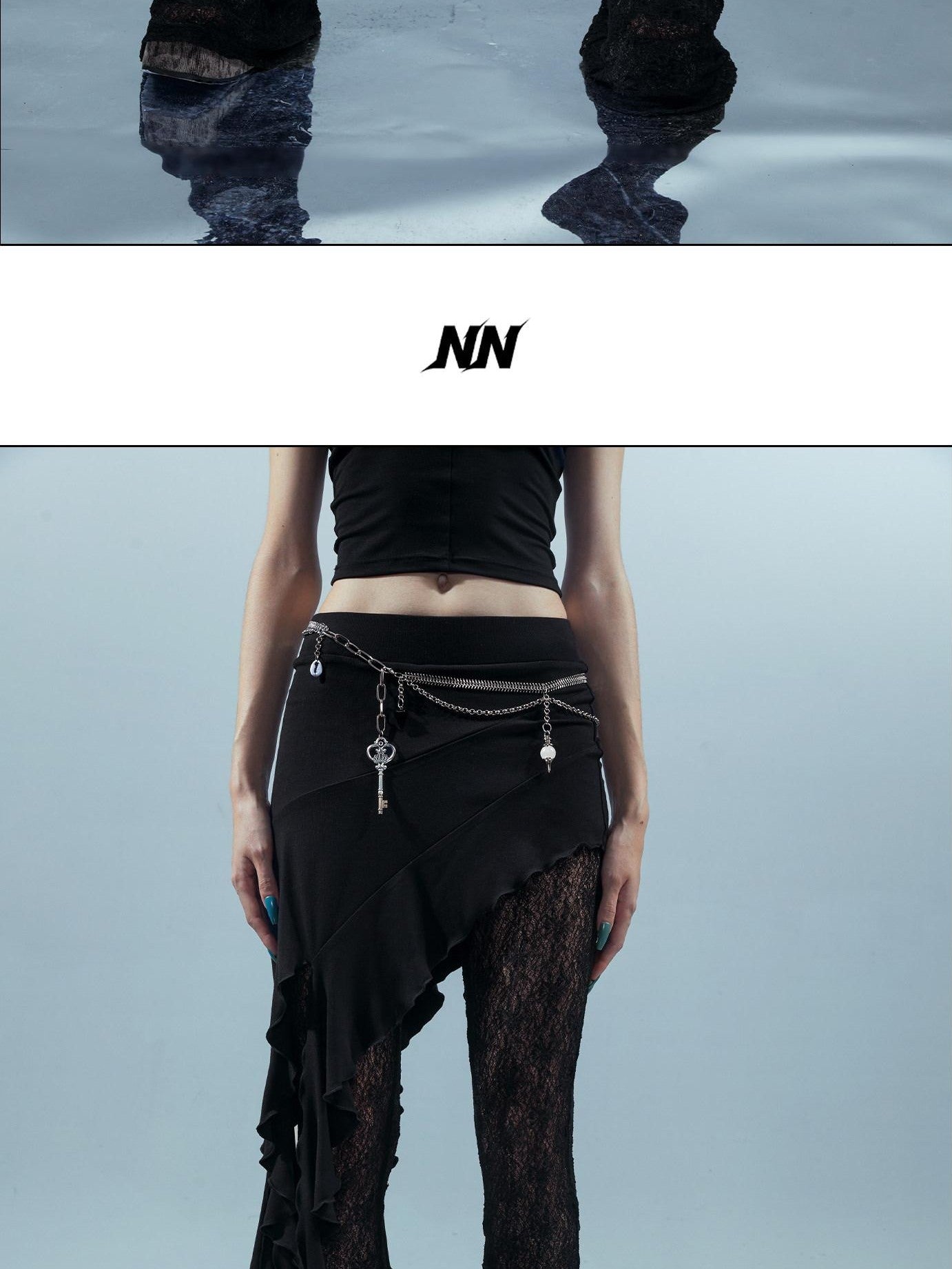 NORTH NODE Patchwork Lace Skort Slimming Micro Flare Women&