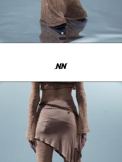 NORTH NODE Patchwork Lace Skort Slimming Micro Flare Women&