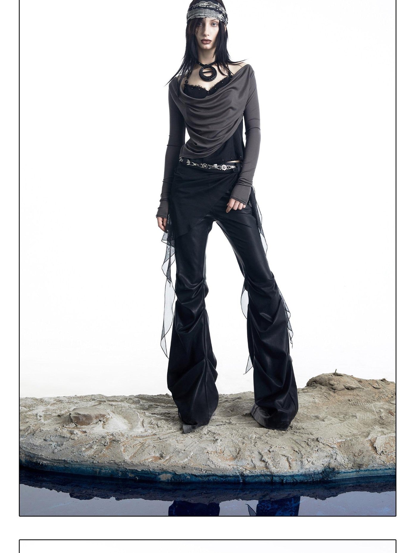 NORTH NODE Patchwork Layered Draped Halter Women&