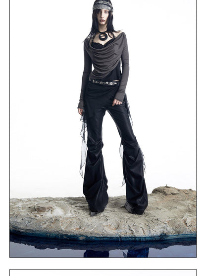 NORTH NODE Patchwork Layered Draped Halter Women&