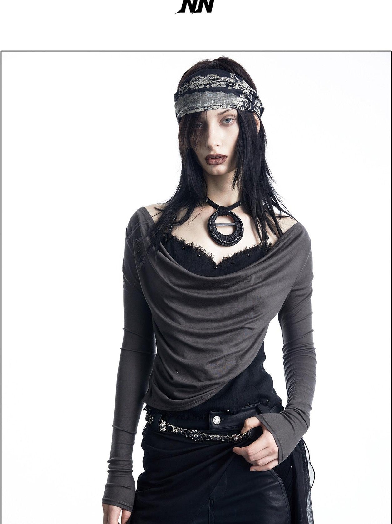 NORTH NODE Patchwork Layered Draped Halter Women&