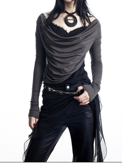 NORTH NODE Patchwork Layered Draped Halter Women&