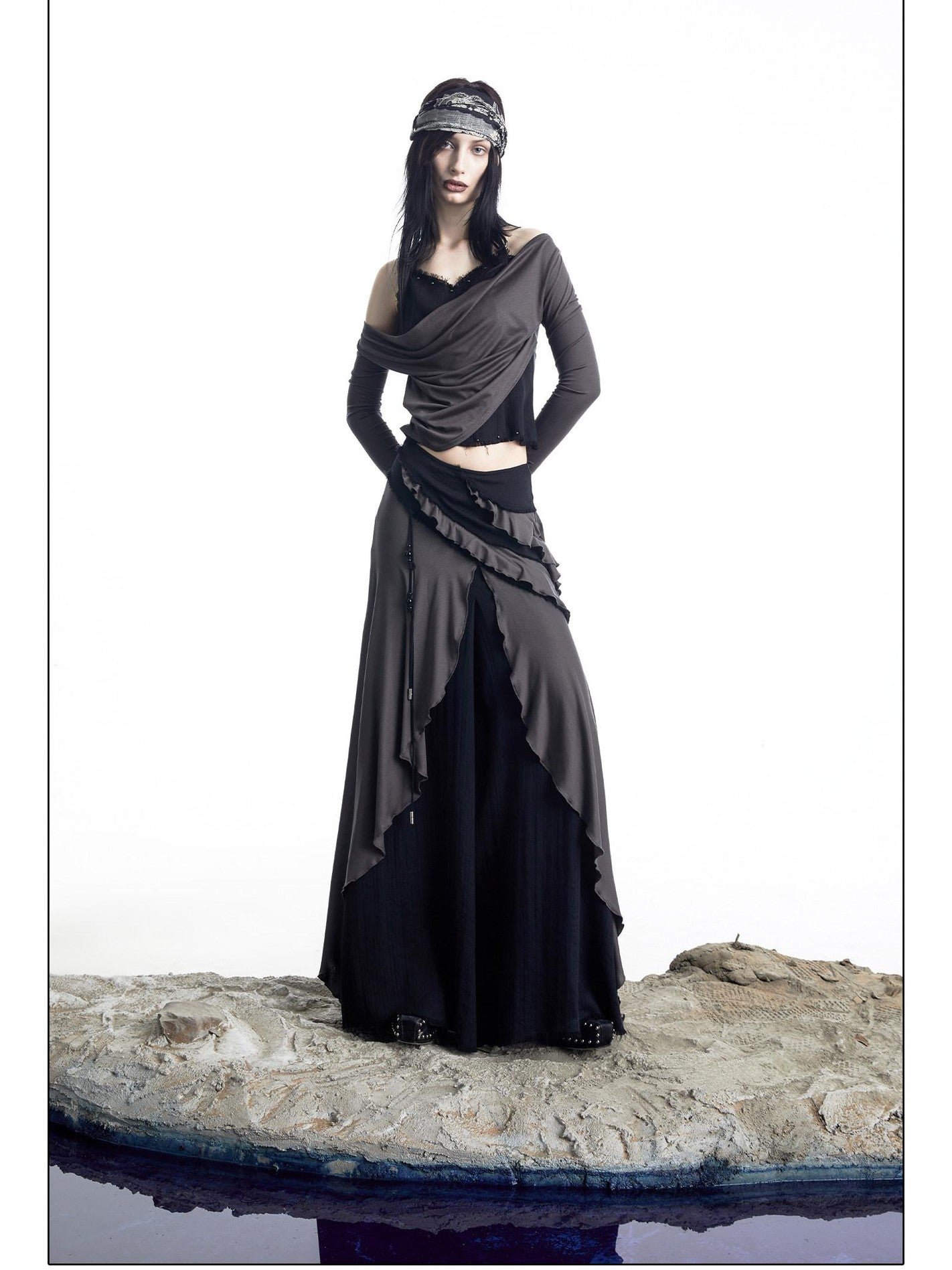 NORTH NODE Patchwork Layered Draped Halter Women&