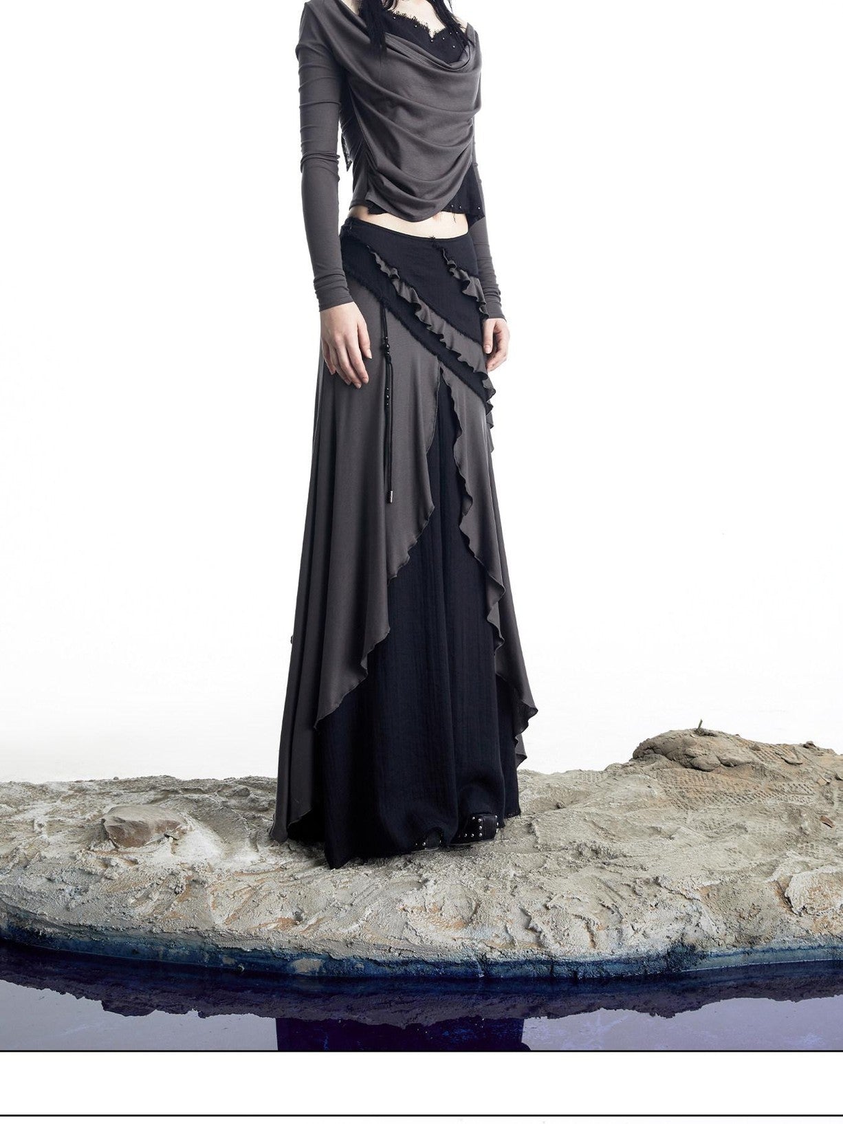 NORTH NODE Patchwork Layered Draped Halter Women&
