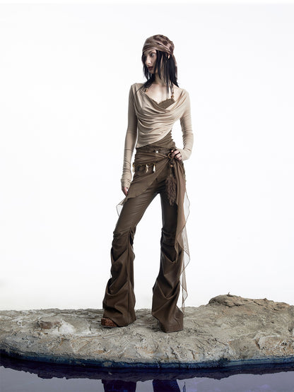 NORTH NODE Patchwork Layered Draped Halter Women&