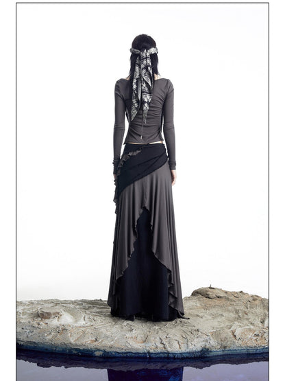 NORTH NODE Patchwork Layered Draped Halter Women&
