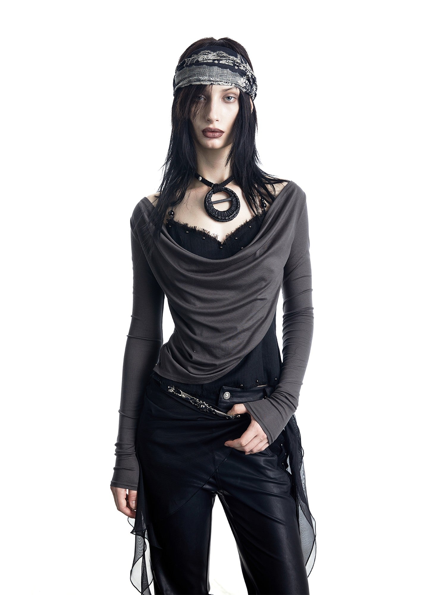 NORTH NODE Patchwork Layered Draped Halter Women&