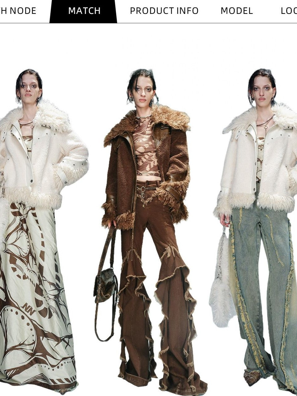 NORTH NODE Patchwork Leather Faux Fur Padded Crystal Velvet Lined Women&