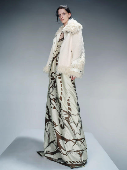 NORTH NODE Patchwork Leather Faux Fur Padded Crystal Velvet Lined Women&