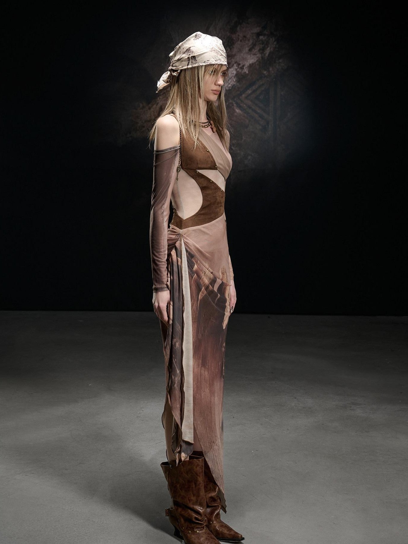 NORTH NODE Patchwork Printed Tie Dye Asymmetrical Women&
