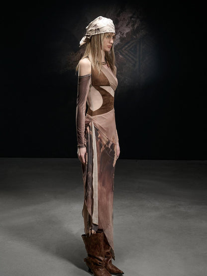 NORTH NODE Patchwork Printed Tie Dye Asymmetrical Women&