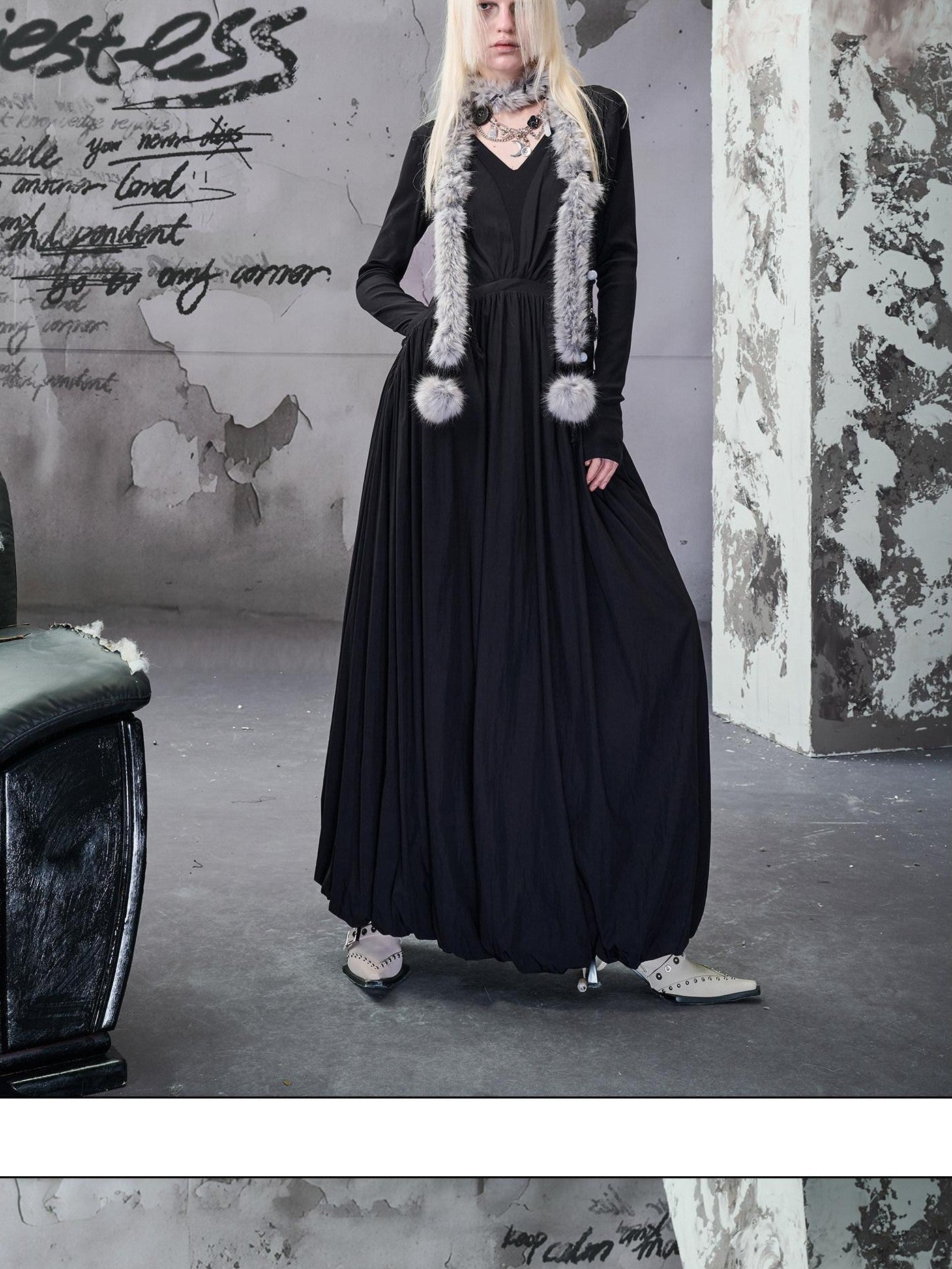 NORTH NODE Patchwork Waist Cinch V-neck Women&