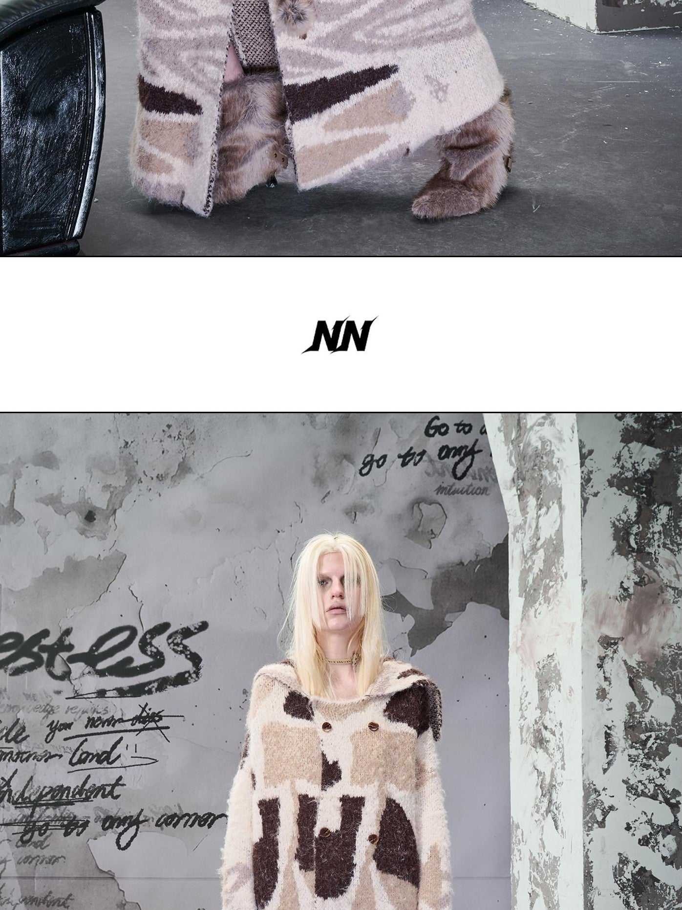 NORTH NODE Patterned Jacquard Reversible Knit Cardigan Women&