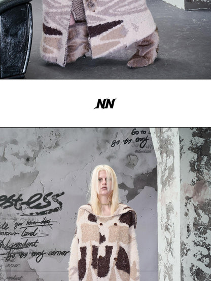 NORTH NODE Patterned Jacquard Reversible Knit Cardigan Women&