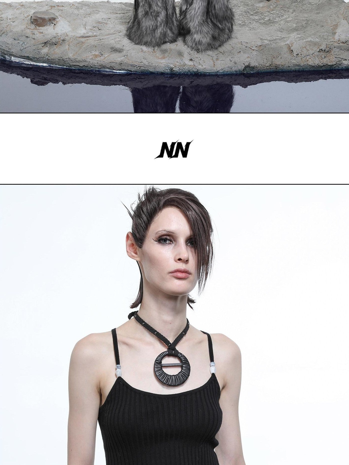 NORTH NODE Pearl Beaded Halter V-neck Women&