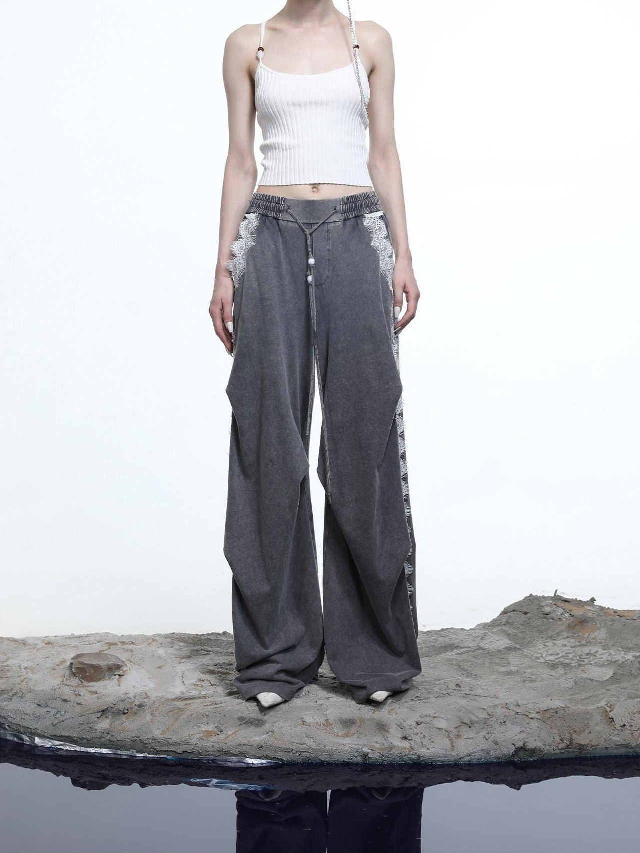 NORTH NODE Pearl Beaded Halter V-neck Women&