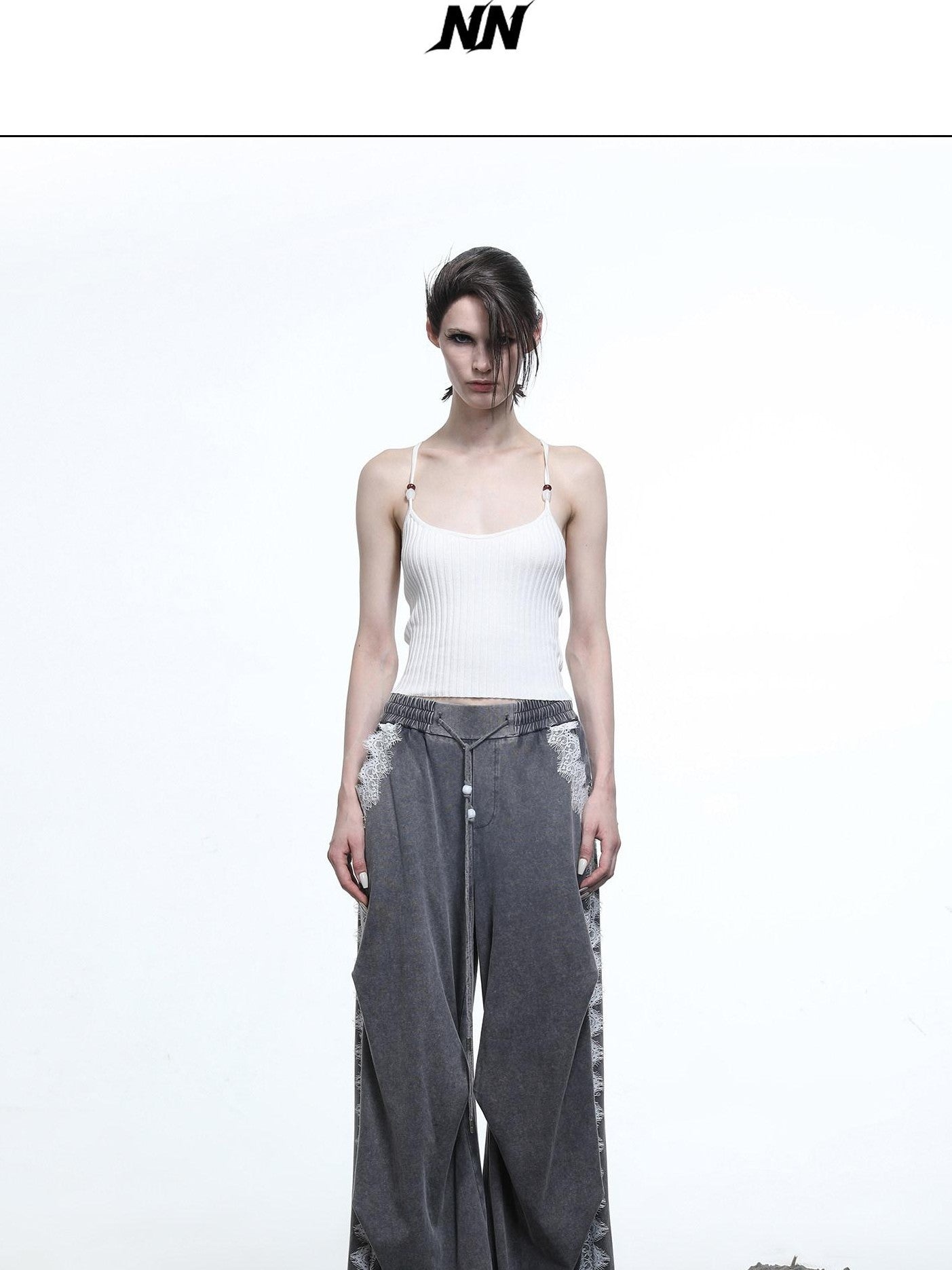 NORTH NODE Pearl Beaded Halter V-neck Women&
