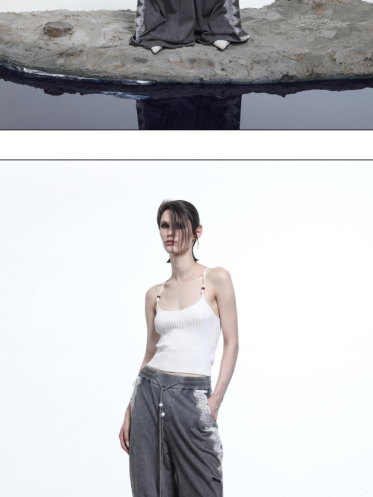NORTH NODE Pearl Beaded Halter V-neck Women&