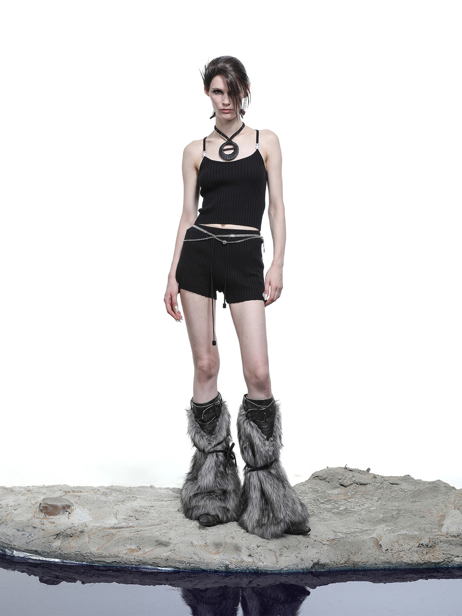 NORTH NODE Pearl Beaded Halter V-neck Women&
