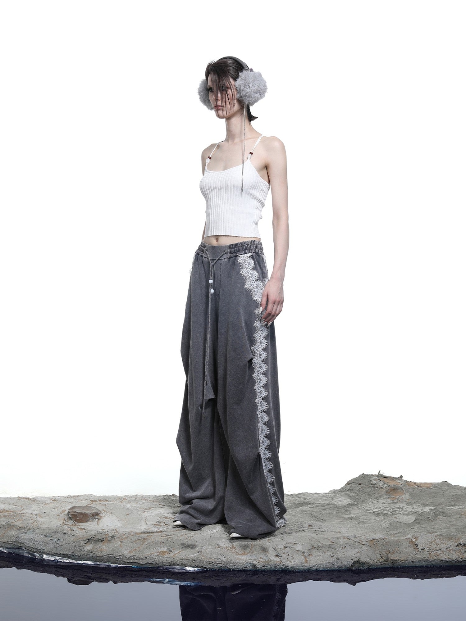 NORTH NODE Pearl Beaded Halter V-neck Women&