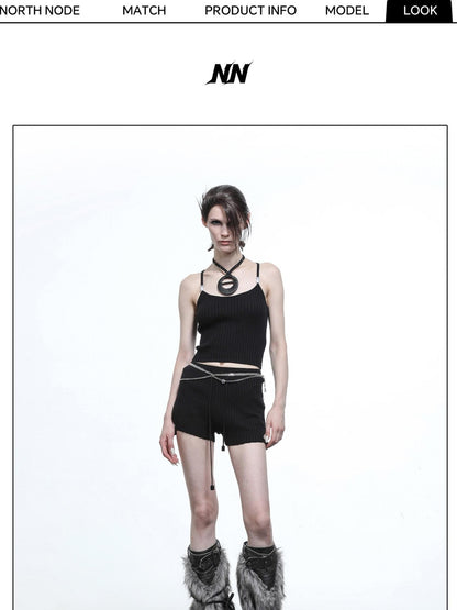 NORTH NODE Pearl Beaded Halter V-neck Women&