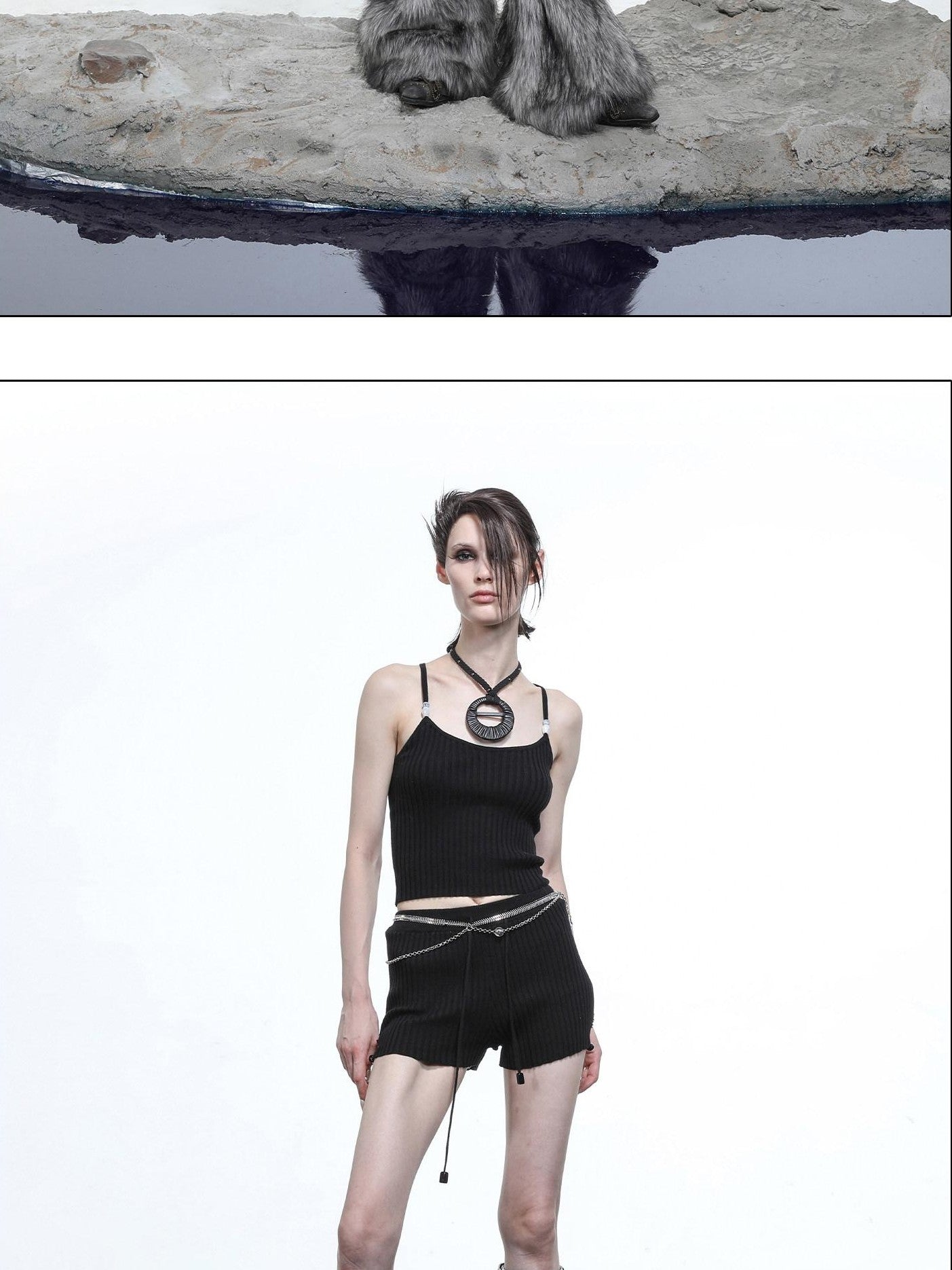 NORTH NODE Pearl Beaded Halter V-neck Women&