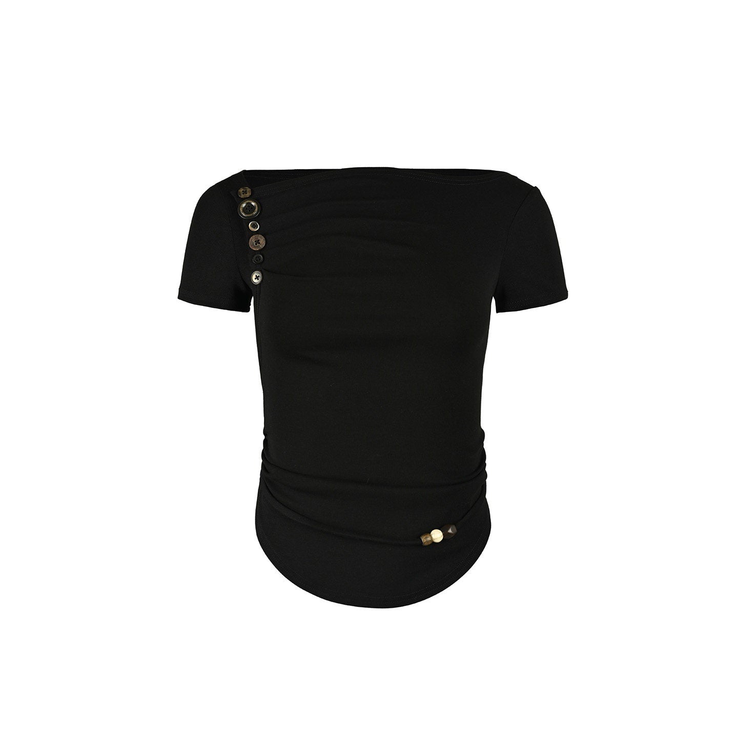 NORTH_NODE_Pebble_Print_Asymmetric_Ruched_Beaded_Button_Women&