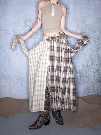 NORTH NODE Plaid Splice Patchwork Multiway Convertible Women&