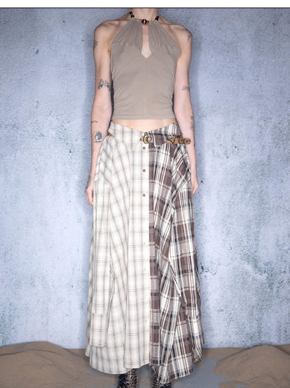 NORTH NODE Plaid Splice Patchwork Multiway Convertible Women&