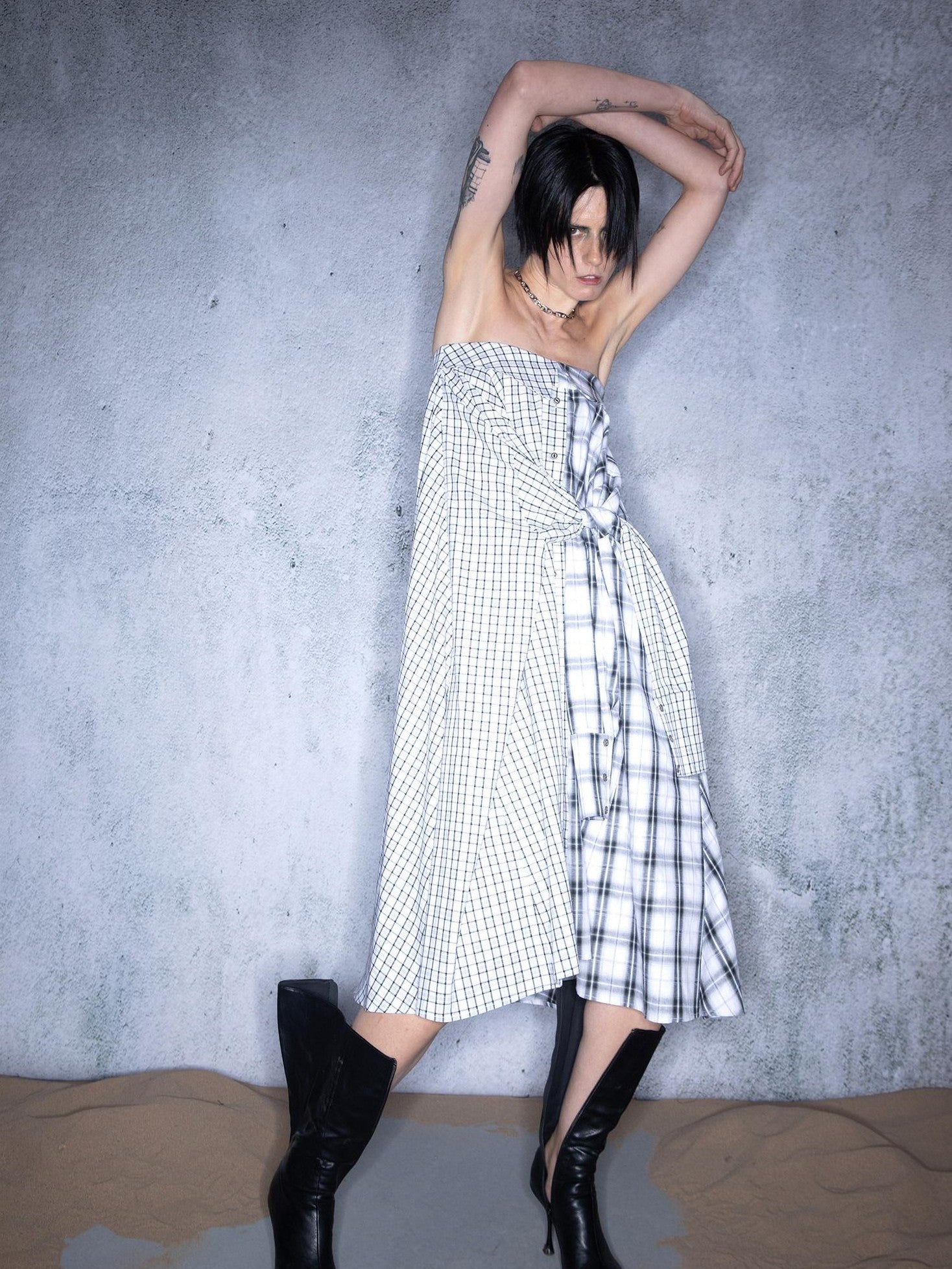 NORTH NODE Plaid Splice Patchwork Multiway Convertible Women&