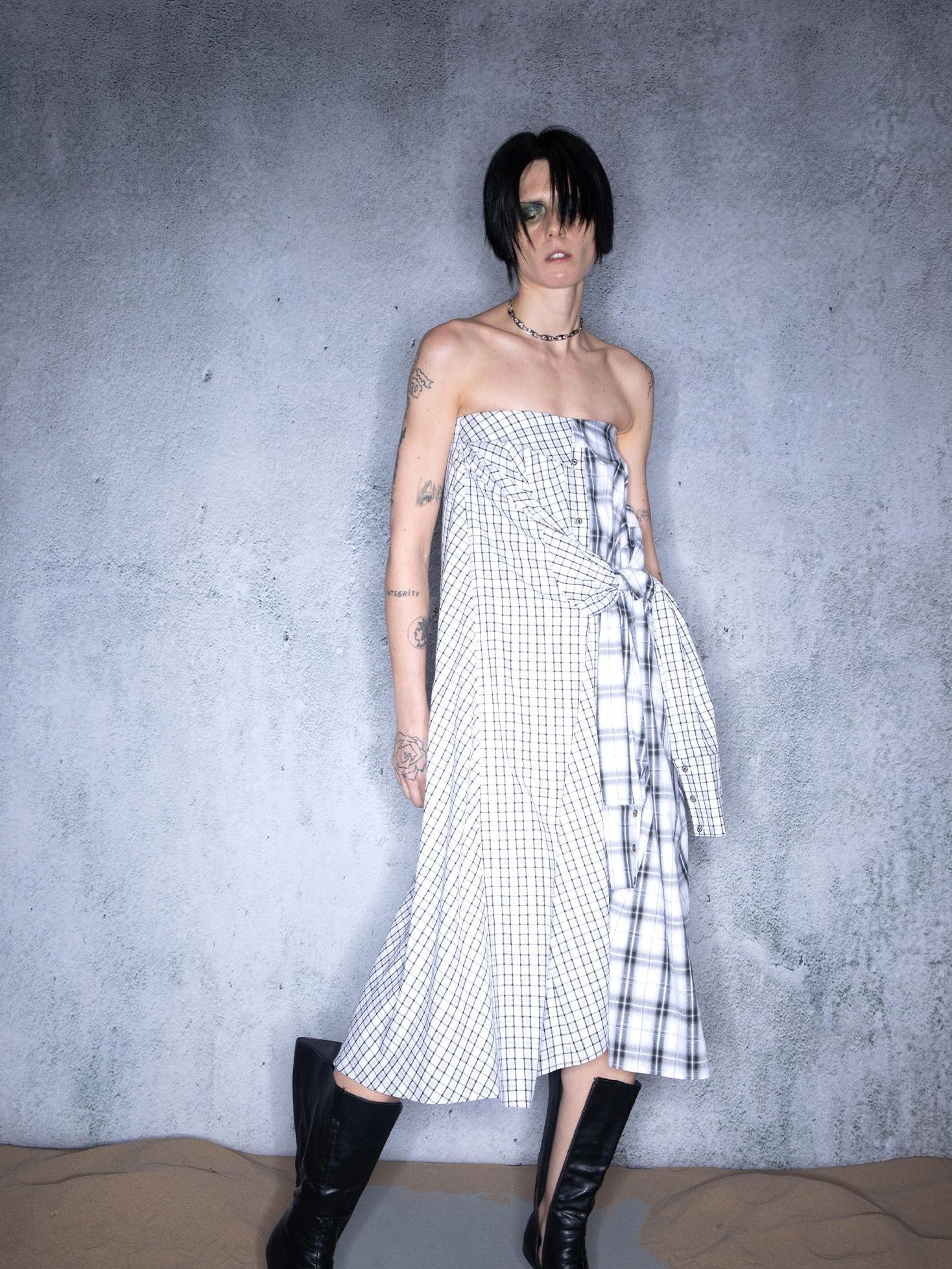 NORTH NODE Plaid Splice Patchwork Multiway Convertible Women&
