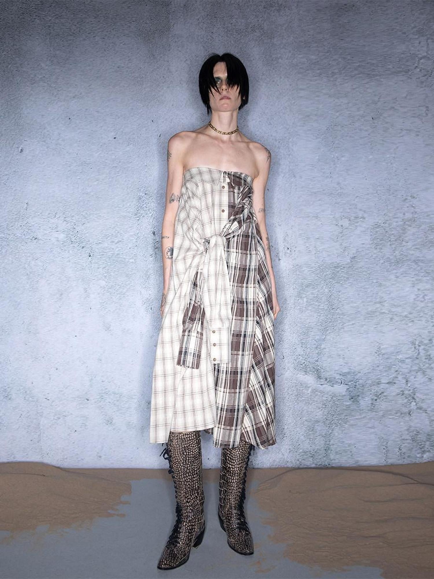 NORTH NODE Plaid Splice Patchwork Multiway Convertible Women&