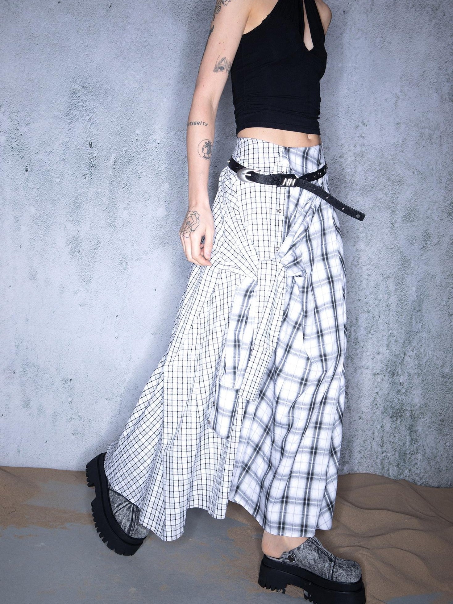 NORTH NODE Plaid Splice Patchwork Multiway Convertible Women&