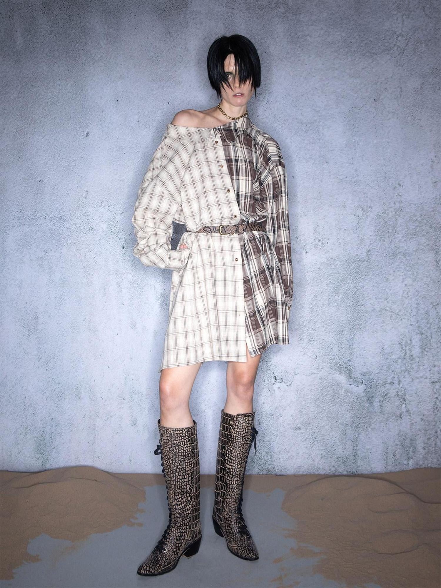 NORTH NODE Plaid Splice Patchwork Multiway Convertible Women&