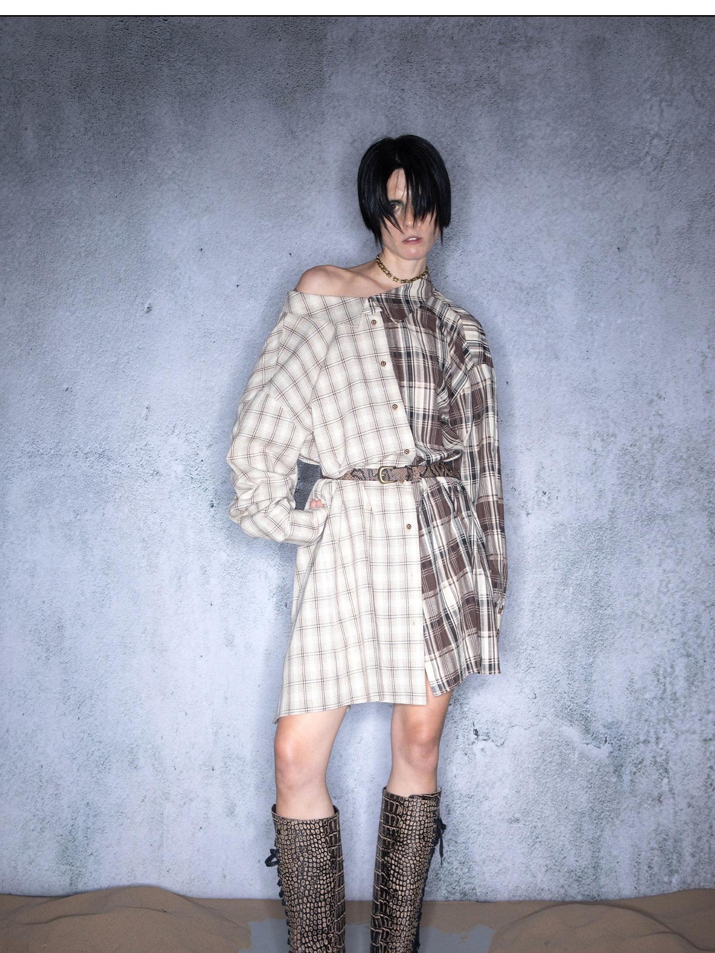 NORTH NODE Plaid Splice Patchwork Multiway Convertible Women&