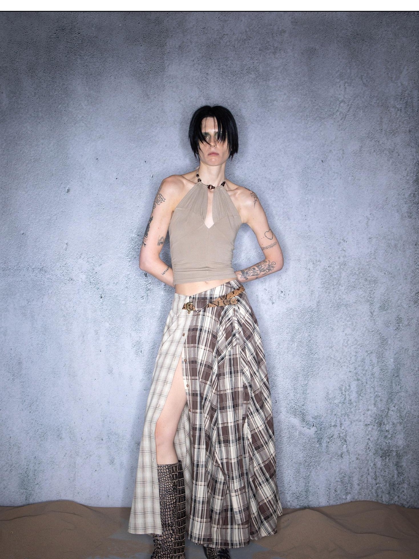 NORTH NODE Plaid Splice Patchwork Multiway Convertible Women&