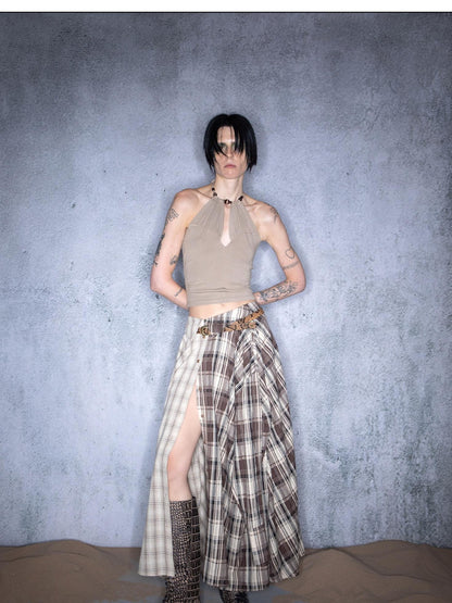 NORTH NODE Plaid Splice Patchwork Multiway Convertible Women&
