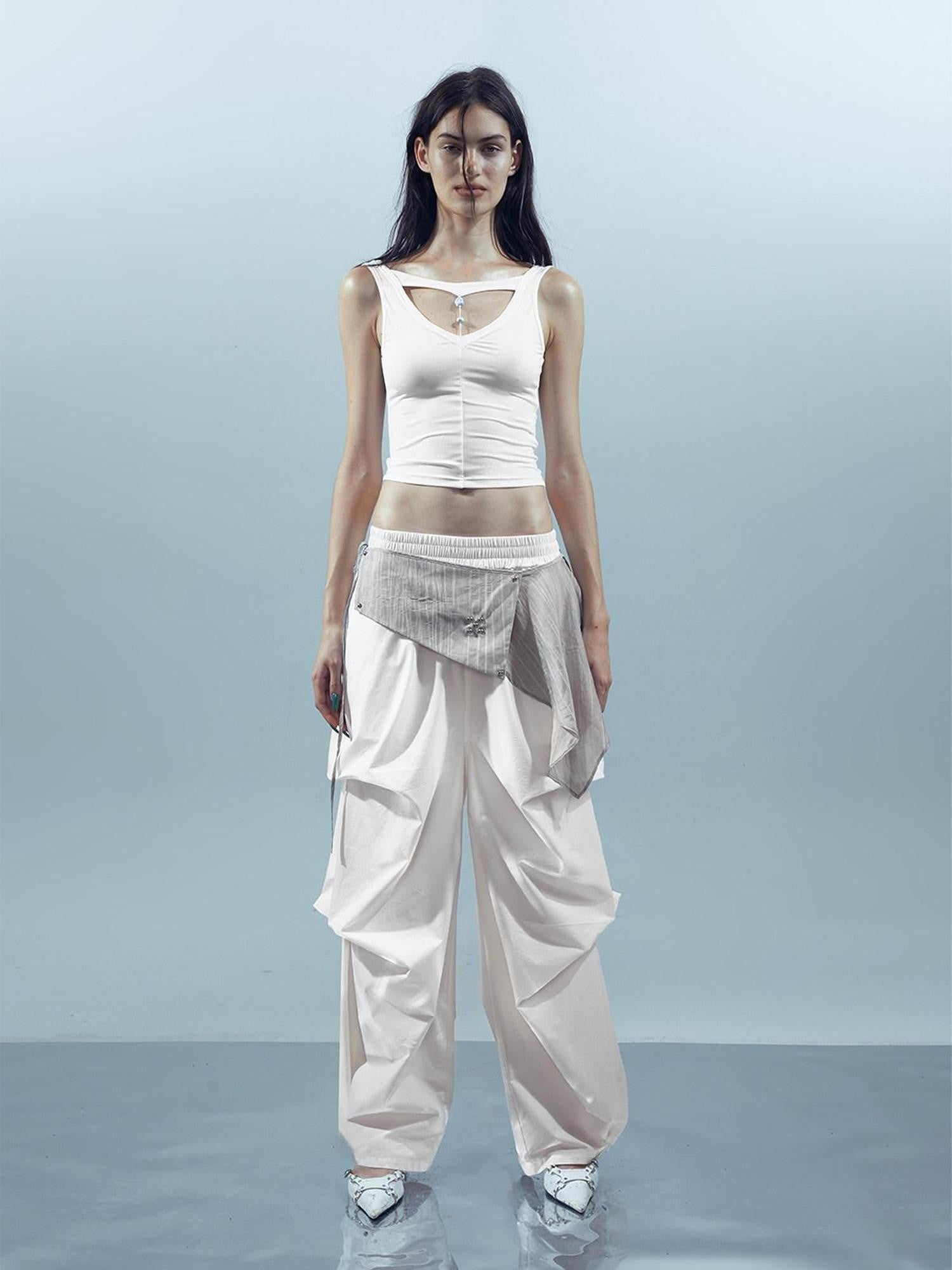 NORTH NODE Pleated Paratrooper Cargo Style Loose Fit Women&