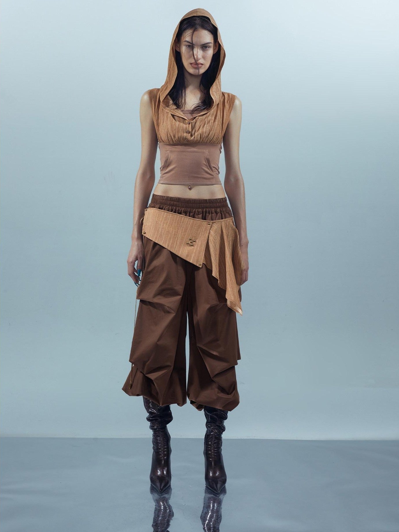 NORTH NODE Pleated Paratrooper Cargo Style Loose Fit Women&
