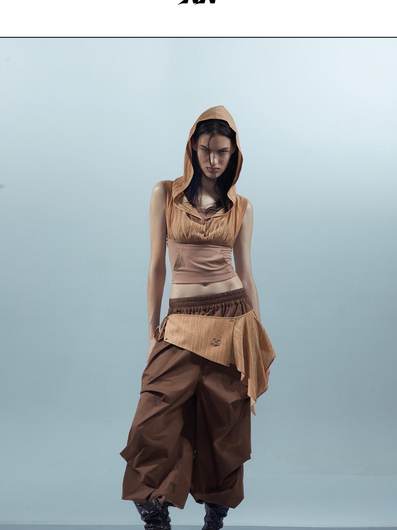 NORTH NODE Pleated Paratrooper Cargo Style Loose Fit Women&