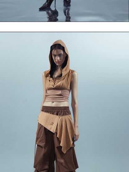 NORTH NODE Pleated Paratrooper Cargo Style Loose Fit Women&