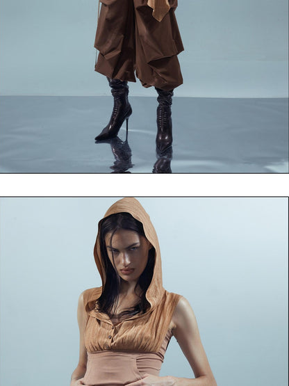 NORTH NODE Pleated Paratrooper Cargo Style Loose Fit Women&