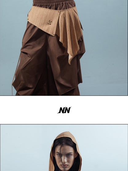 NORTH NODE Pleated Paratrooper Cargo Style Loose Fit Women&