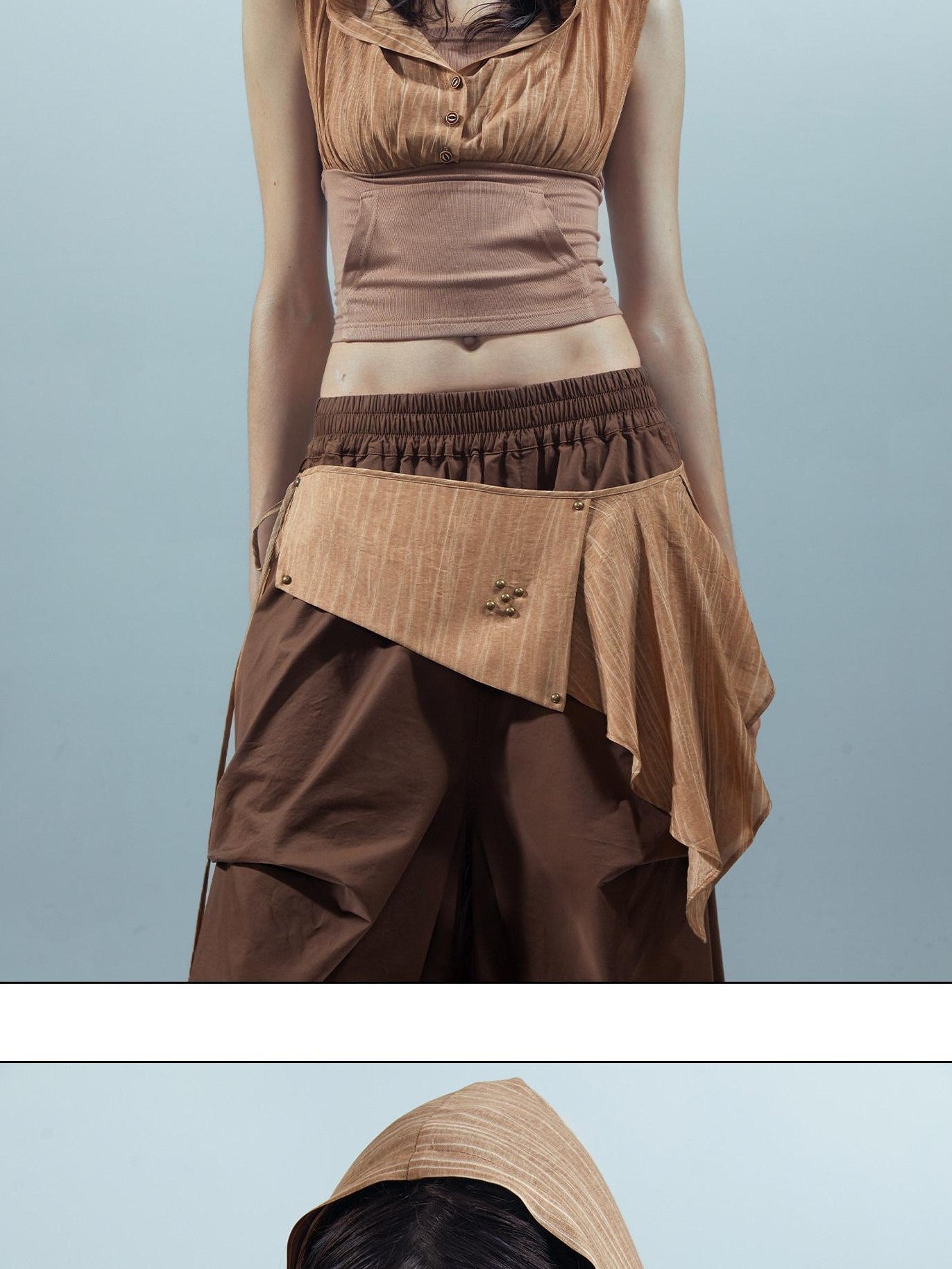 NORTH NODE Pleated Paratrooper Cargo Style Loose Fit Women&