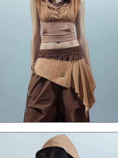 NORTH NODE Pleated Paratrooper Cargo Style Loose Fit Women&