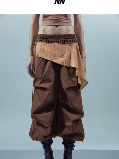 NORTH NODE Pleated Paratrooper Cargo Style Loose Fit Women&