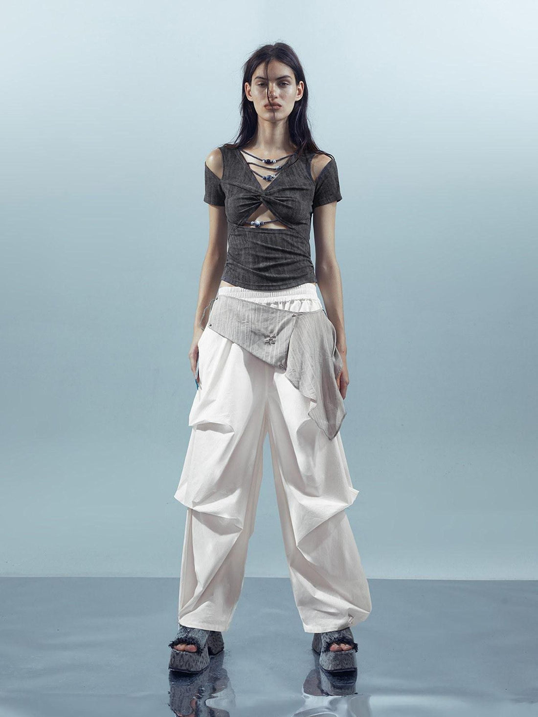 NORTH NODE Pleated Paratrooper Cargo Style Loose Fit Women&